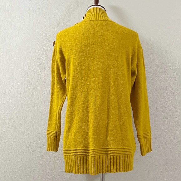 Anthropologie Margarita Sweater Womens Mustard Yellow Buttons Mock Neck Size XS - Picture 7 of 12